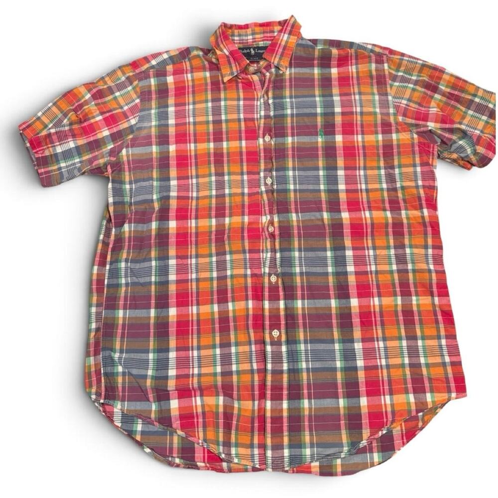 Ralph Lauren Blake Men’s Large Madras Plaid Short-Sleeve Button-Up Shirt